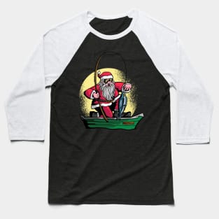 Fishing Santa Baseball T-Shirt